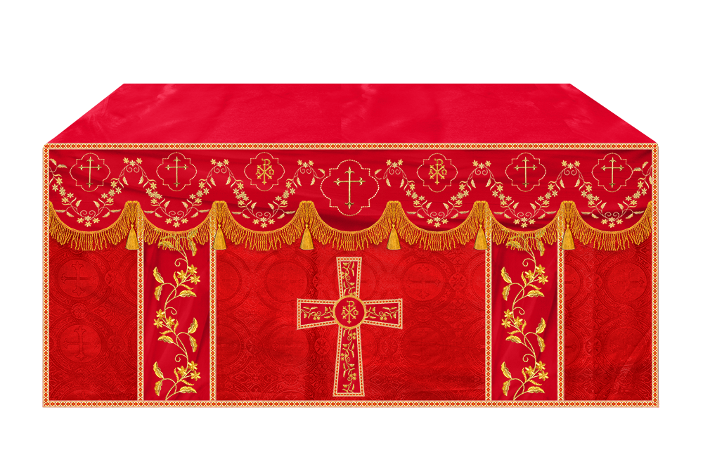 Altar Table Cloth With Floral Embroidery trims