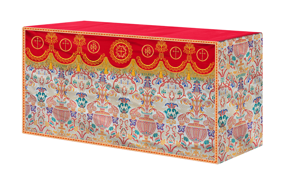 Embroidered Tapestry Altar Cloth with Ornate Orphrey