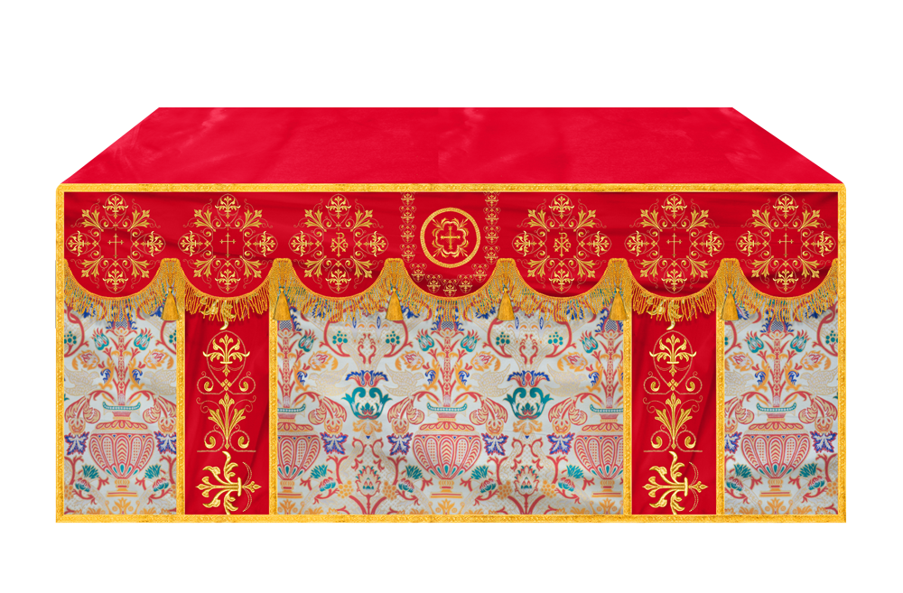 Tapestry Altar Cloth with Braided Embroidered Trims