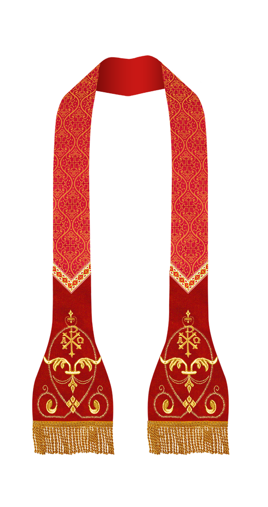 Set of Four Catholic Stole with Embroidered Trims