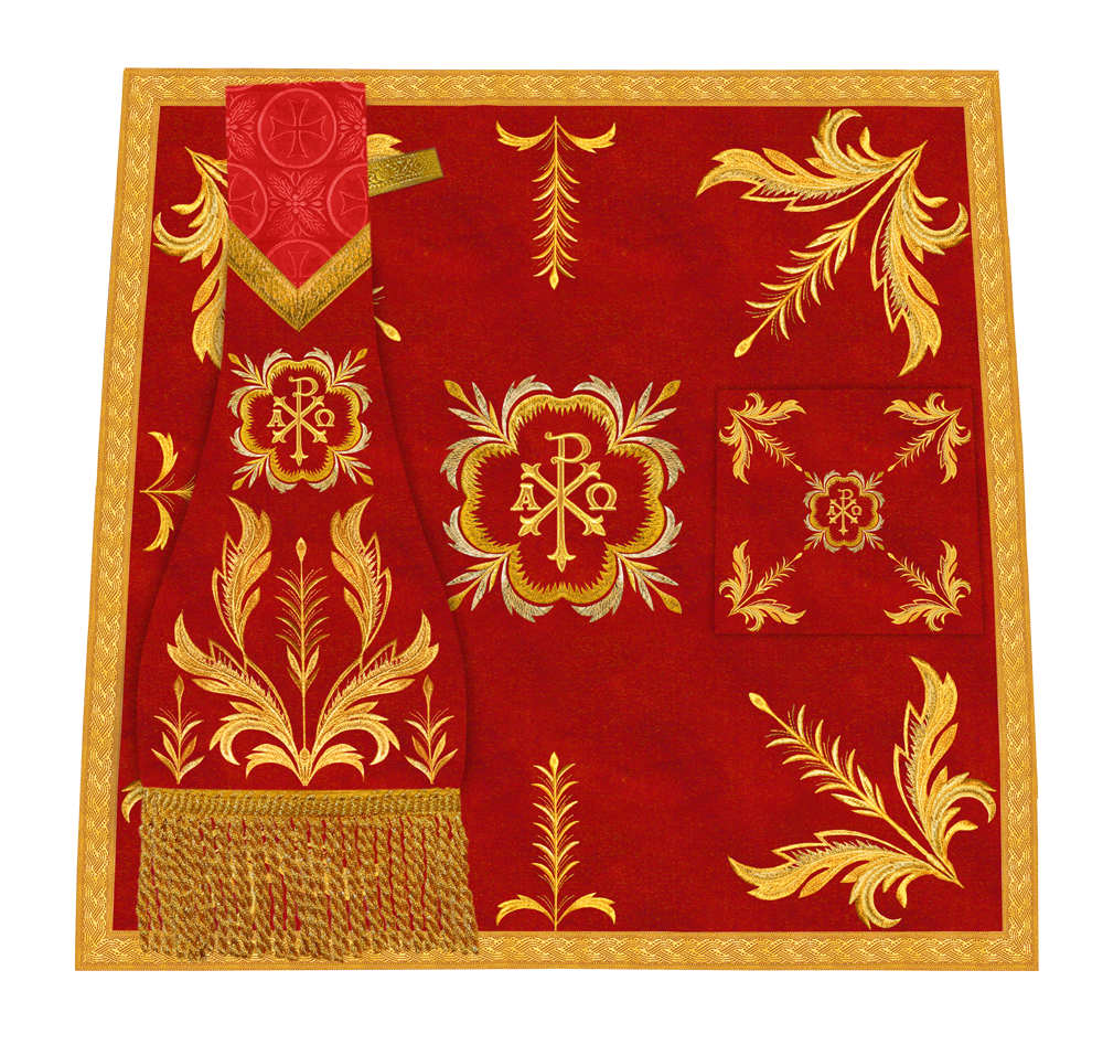 Altar Mass Set Adorned with Ornate Embroidery and Motif
