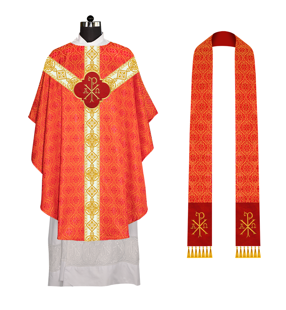 Gothic Chasuble Vestment with Motif and Trims