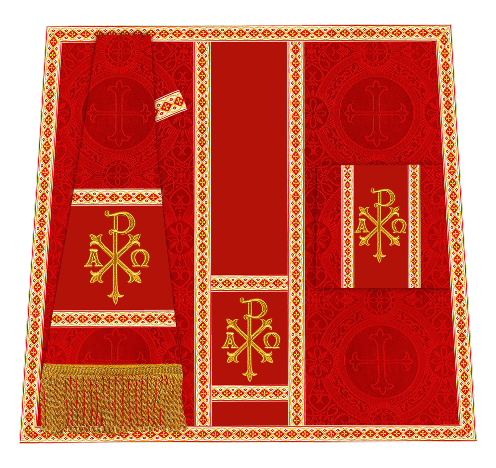 Gothic Chasuble with Embroidered Motif and Plain Orphrey