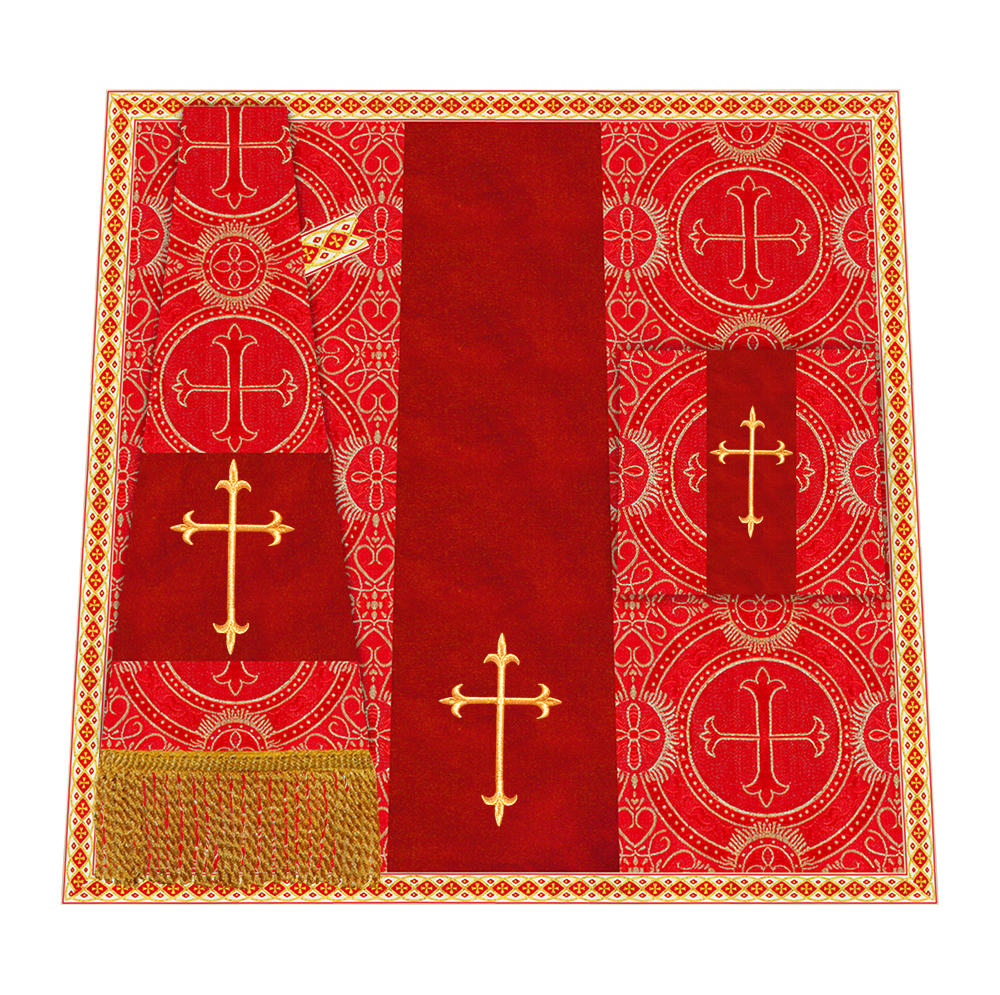 Liturgical Cross Embroidered Mass Set and braided trims