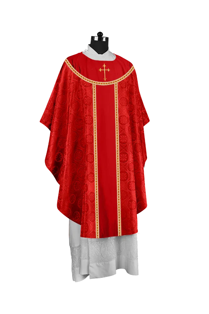 Ornate Gothic Chasuble with embroidered Cross Motif
