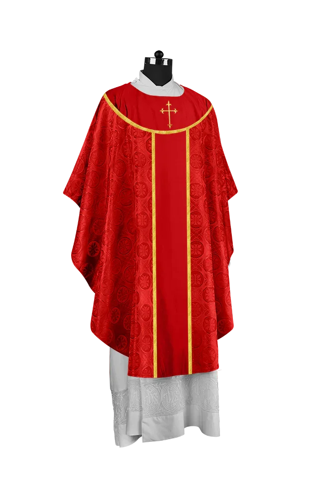 Ornate Gothic Chasuble with embroidered Cross Motif