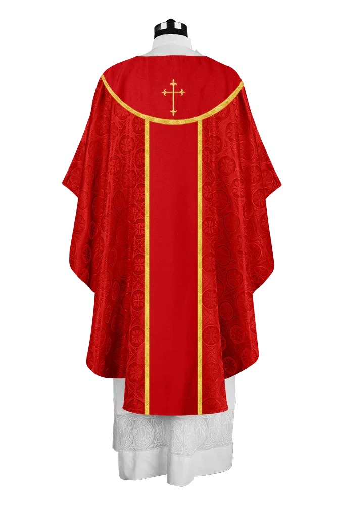 Ornate Gothic Chasuble with embroidered Cross Motif