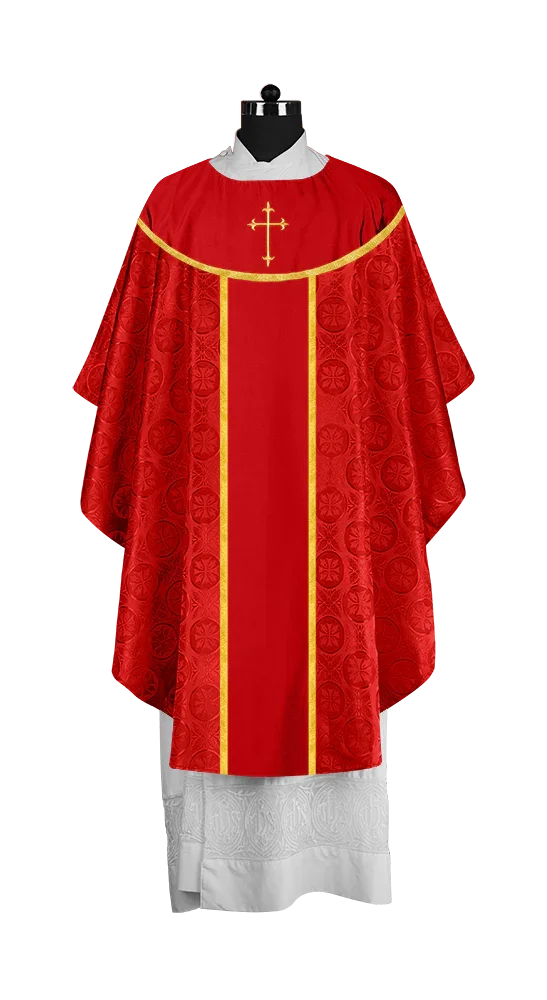 Ornate Gothic Chasuble with embroidered Cross Motif