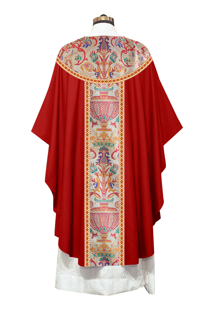 Gothic Chasuble in Coronation Tapestry Enhanced with Orphrey and Trims