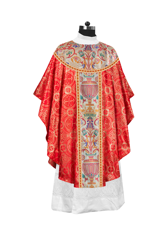 Gothic Chasuble in Coronation Tapestry Enhanced with Orphrey and Trims
