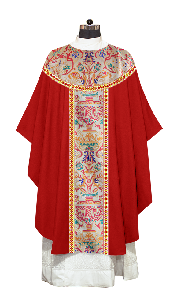 Gothic Chasuble in Coronation Tapestry Enhanced with Orphrey and Trims