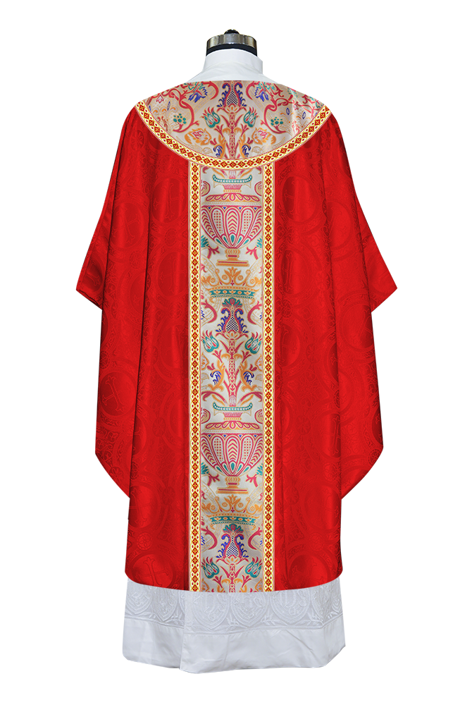 Gothic Chasuble in Coronation Tapestry Enhanced with Orphrey and Trims