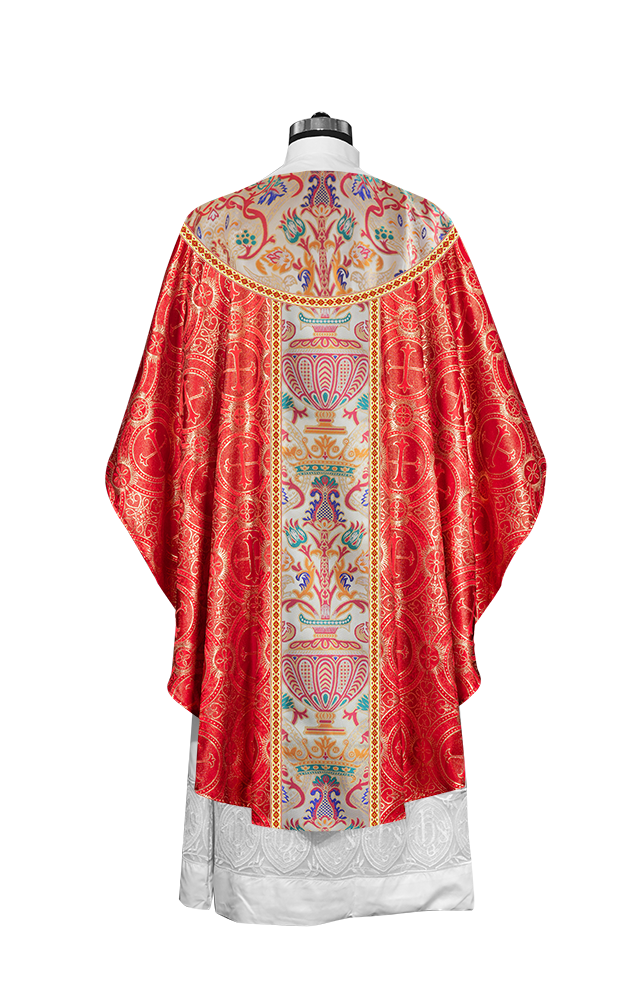 Gothic Chasuble in Coronation Tapestry Enhanced with Orphrey and Trims