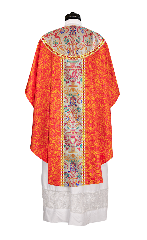 Gothic Chasuble in Coronation Tapestry Enhanced with Orphrey and Trims