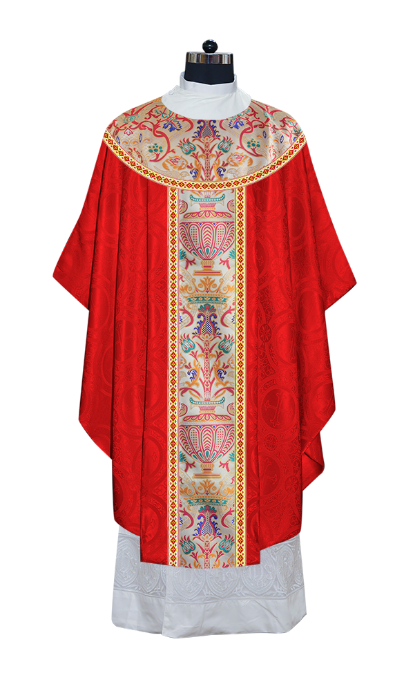 Gothic Chasuble in Coronation Tapestry Enhanced with Orphrey and Trims
