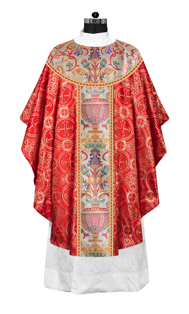 Gothic Chasuble in Coronation Tapestry Enhanced with Orphrey and Trims