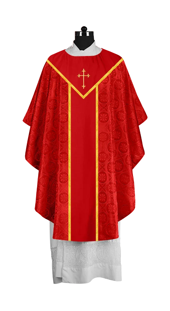 Ornate Gothic Chasuble with embroidered Cross Motif