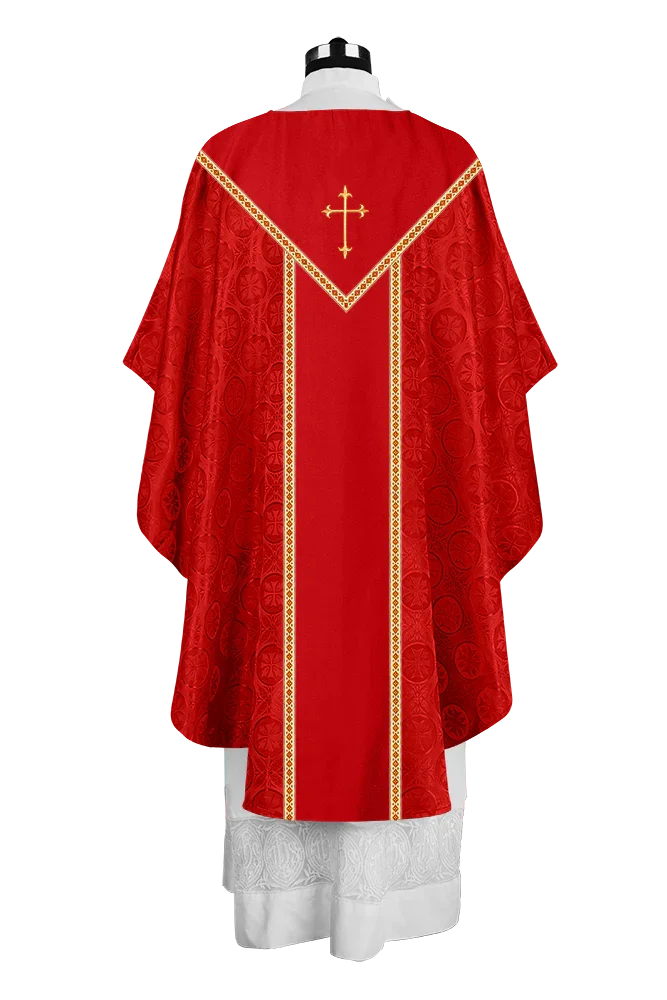 Ornate Gothic Chasuble with embroidered Cross Motif