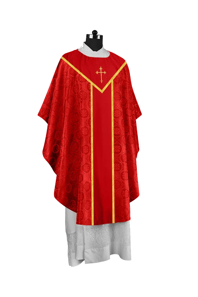 Ornate Gothic Chasuble with embroidered Cross Motif