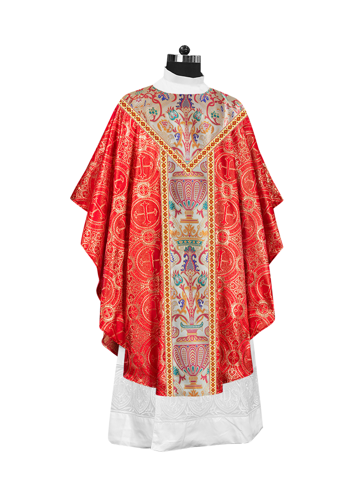 Gothic Chasuble in Coronation Tapestry Enhanced with Orphrey and Trims