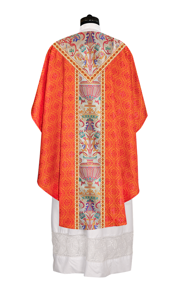 Gothic Chasuble in Coronation Tapestry Enhanced with Orphrey and Trims