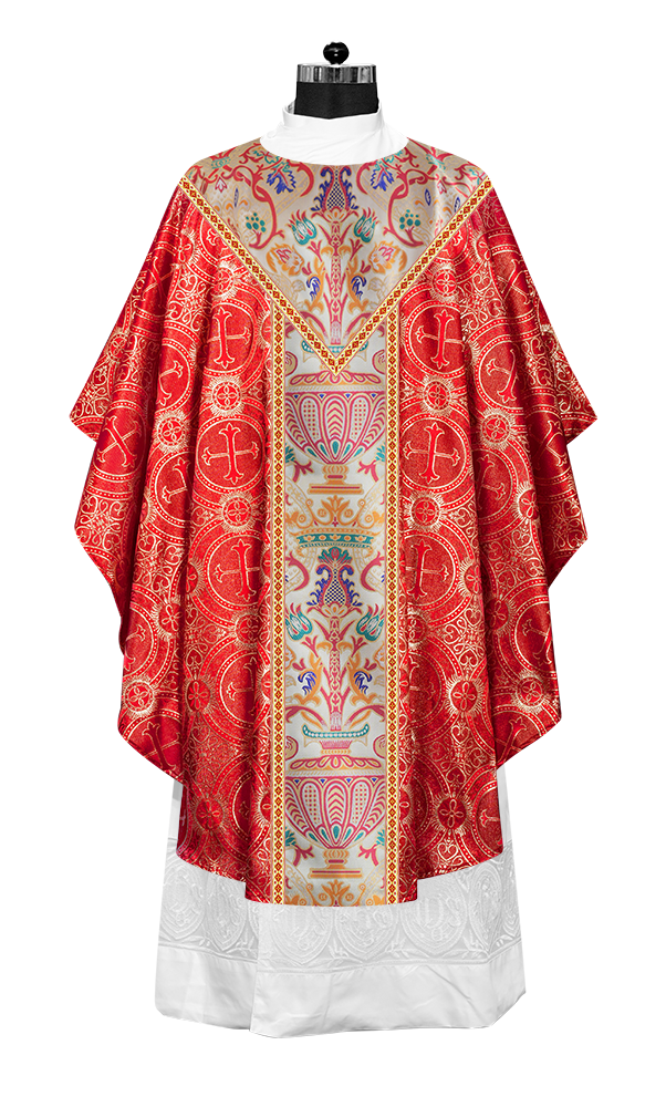 Gothic Chasuble in Coronation Tapestry Enhanced with Orphrey and Trims