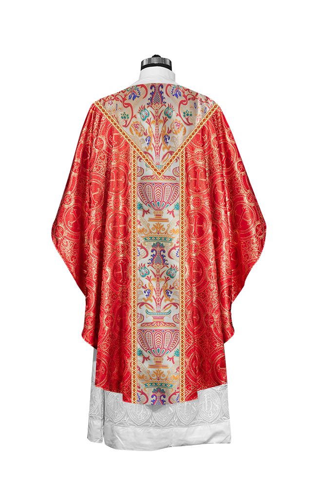 Gothic Chasuble in Coronation Tapestry Enhanced with Orphrey and Trims
