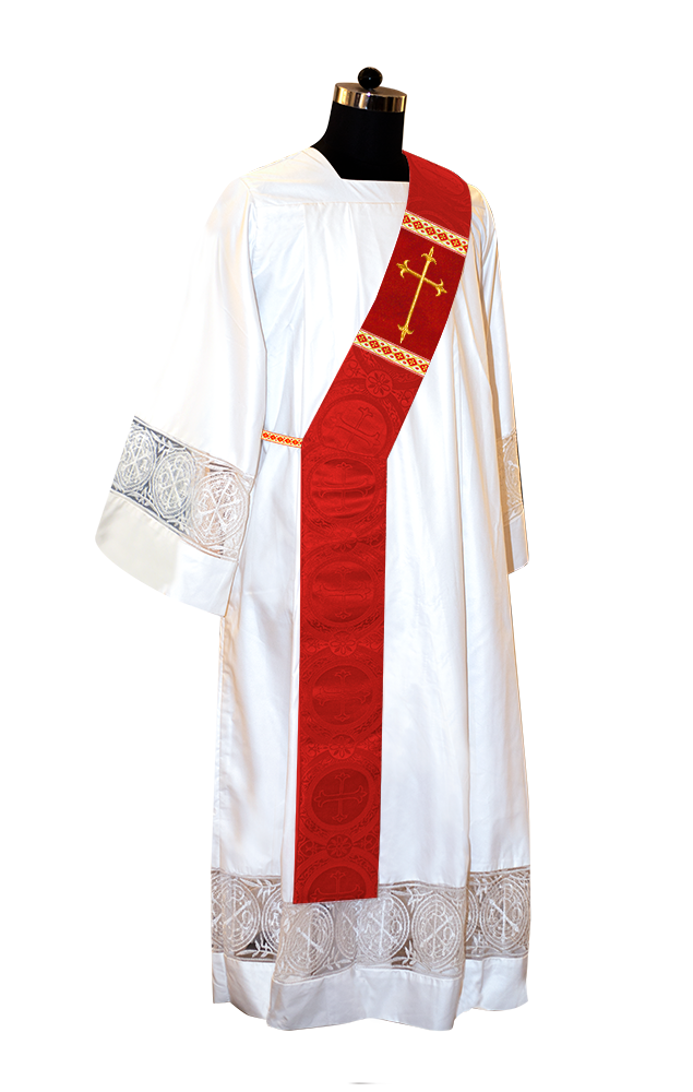 Deacon Stole with Liturgical Motif and Trims