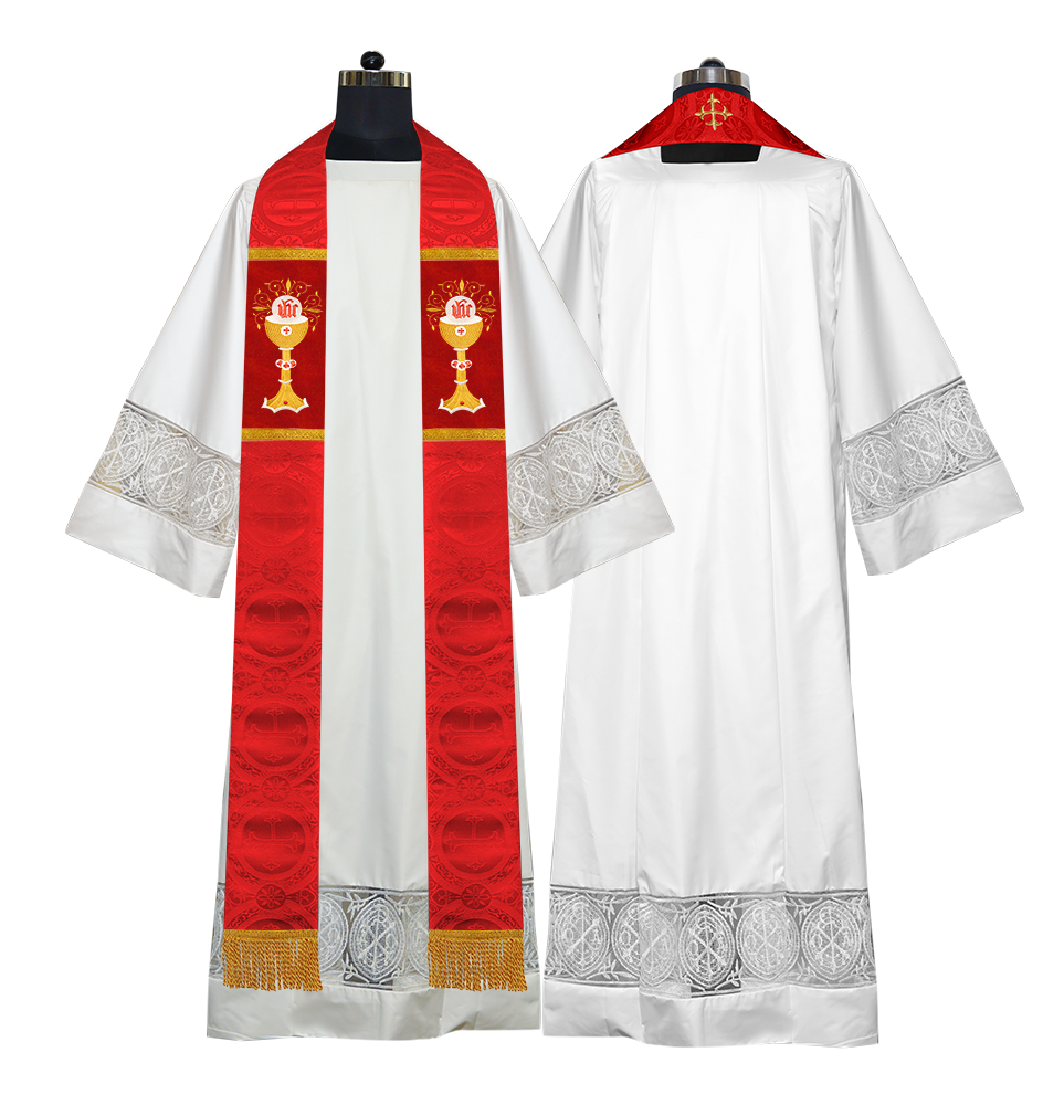 Chalice with IHS Embroidered Clergy Stole