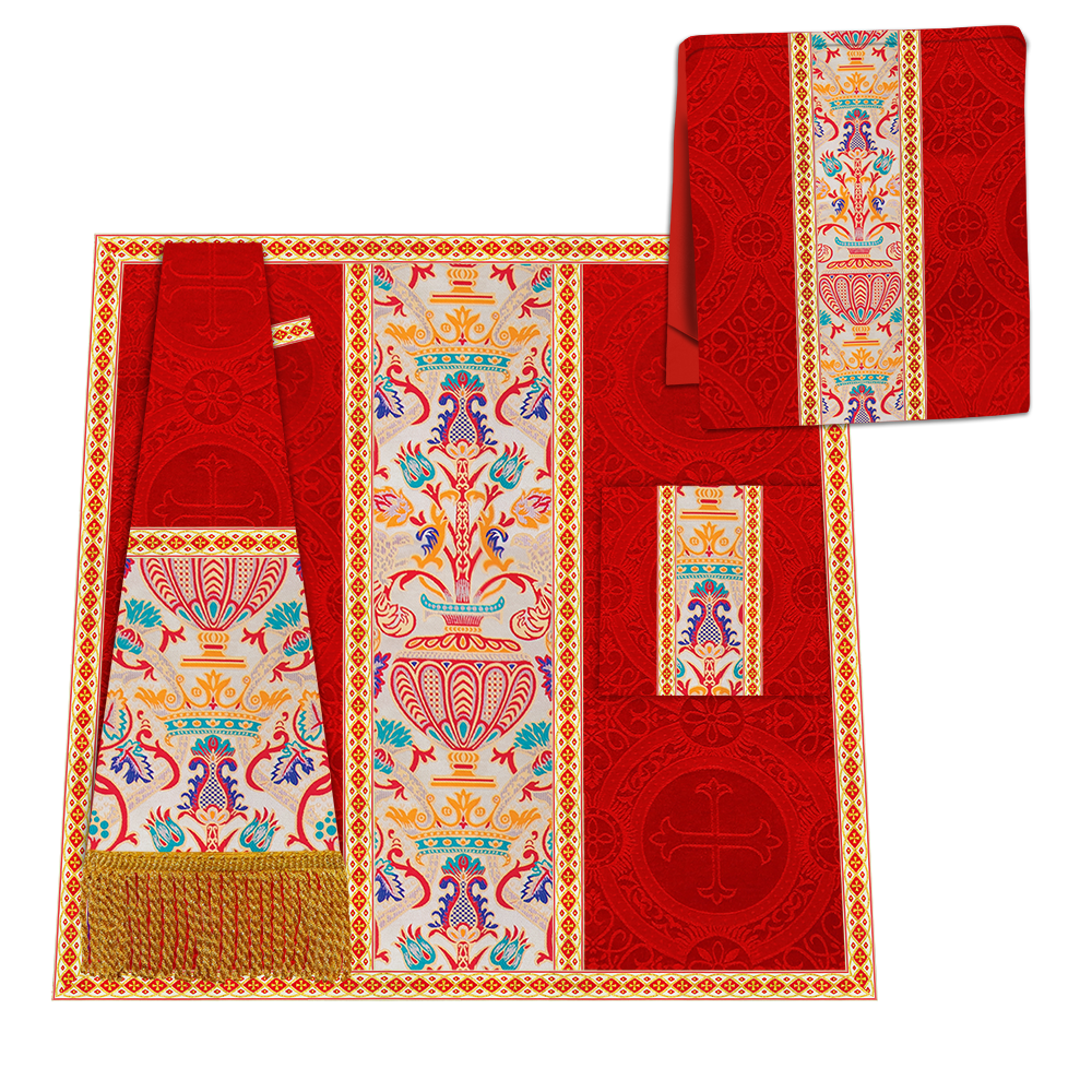 Gothic Chasuble in Coronation Tapestry Enhanced with Orphrey and Trims