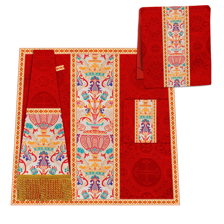 Gothic Chasuble in Coronation Tapestry Enhanced with Orphrey and Trims