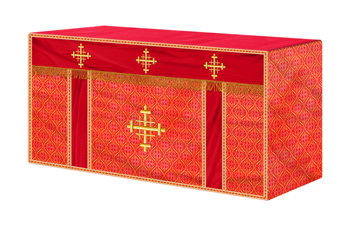 Church Altar Cloth with Braided Cross and Trims