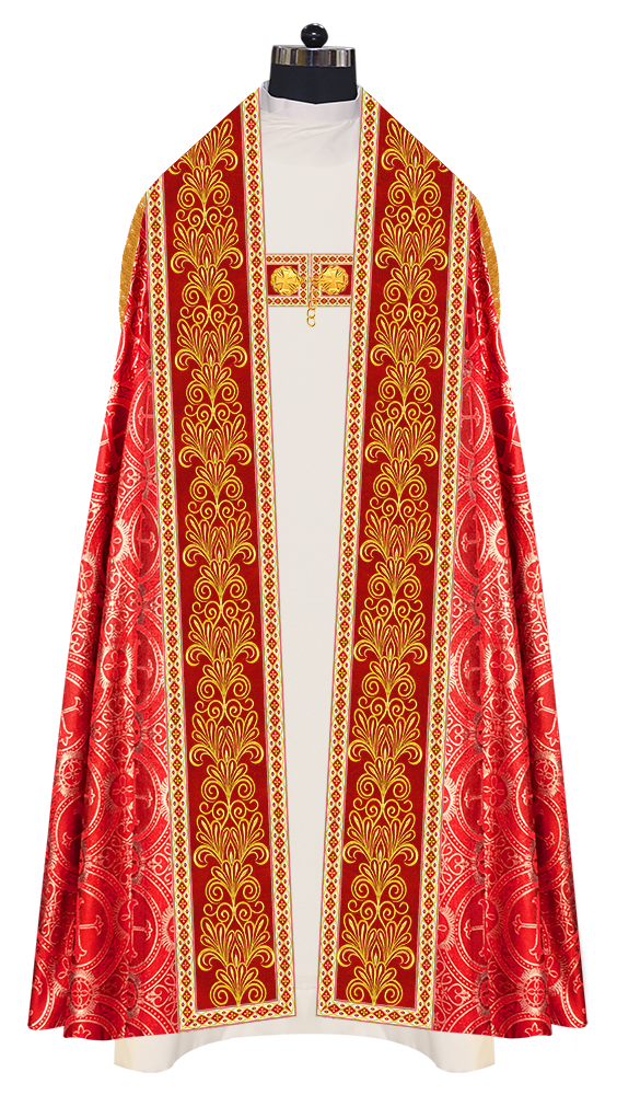 Roman Cope Vestment with Spiritual Motif and Adorned Embroidery