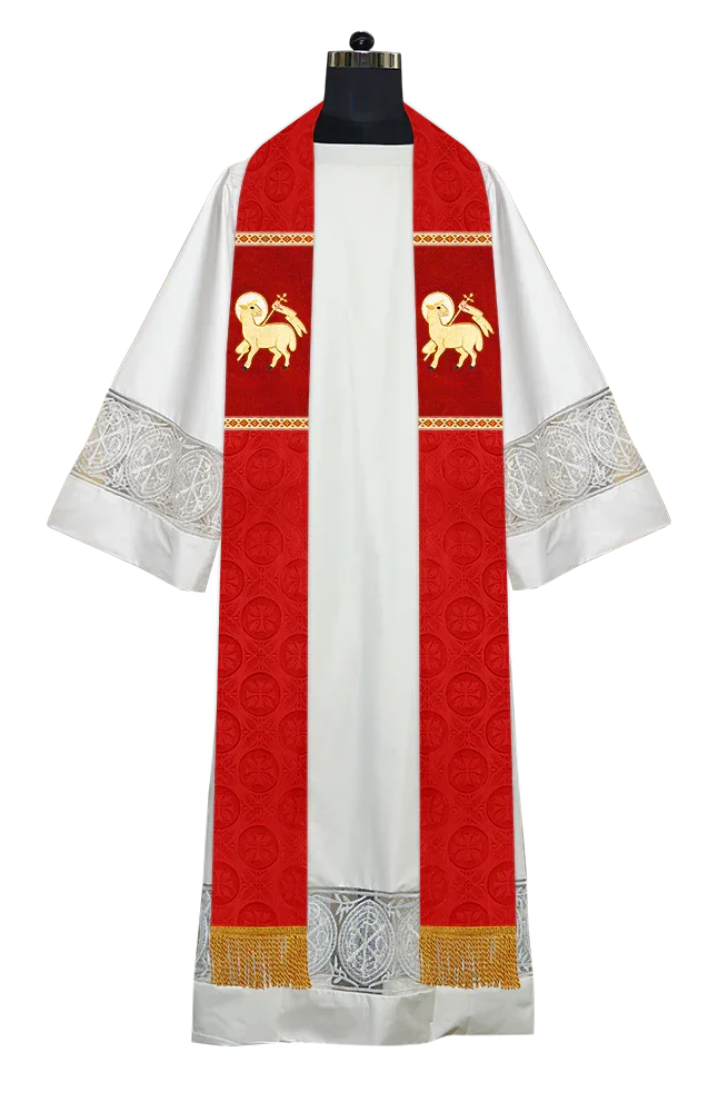 Liturgical Stole Adorned with Spiritual Motif and Trims