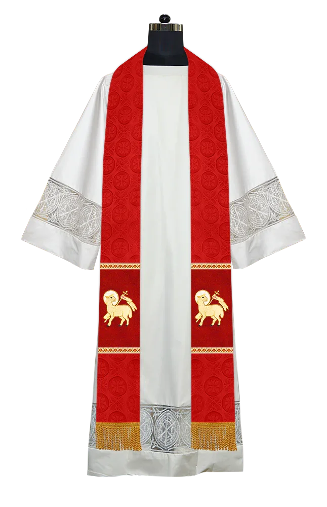 Liturgical Stole Adorned with Spiritual Motif and Trims