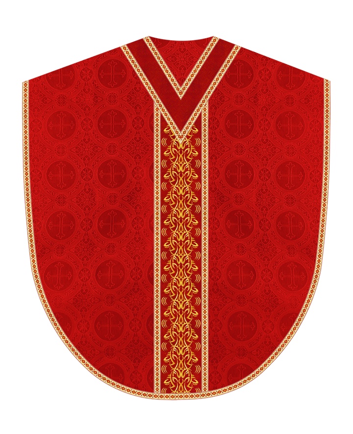 Borromean Chasuble Vestment With Braided Orphrey and Trims