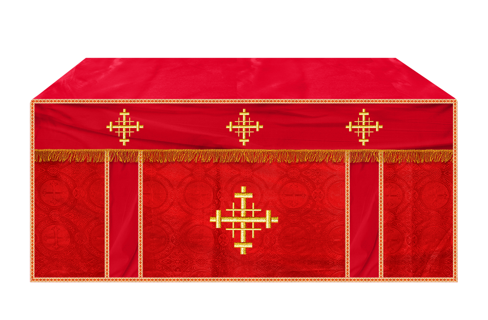 Church Altar Cloth with Braided Cross and Trims