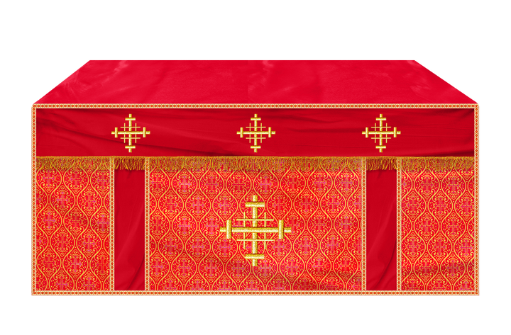 Church Altar Cloth with Braided Cross and Trims