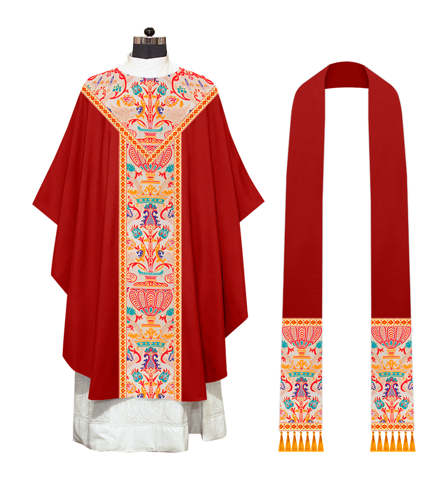 Gothic Chasuble in Coronation Tapestry Enhanced with Orphery and Trims