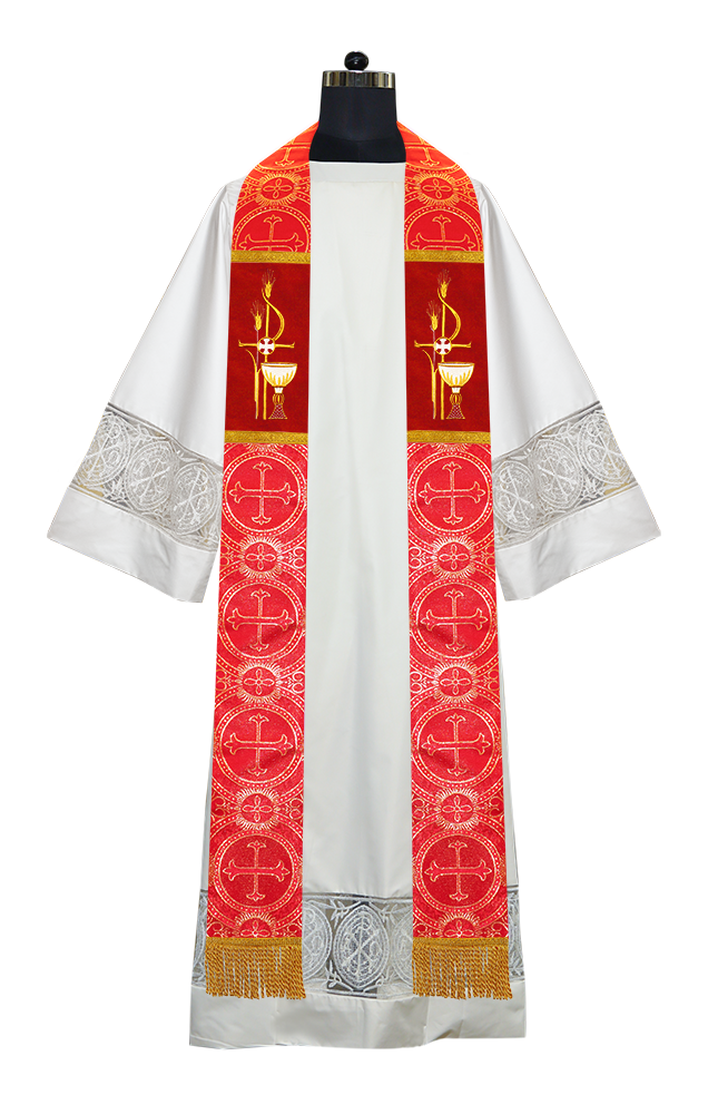 PAX with Chalice Embroidered Clergy Stole