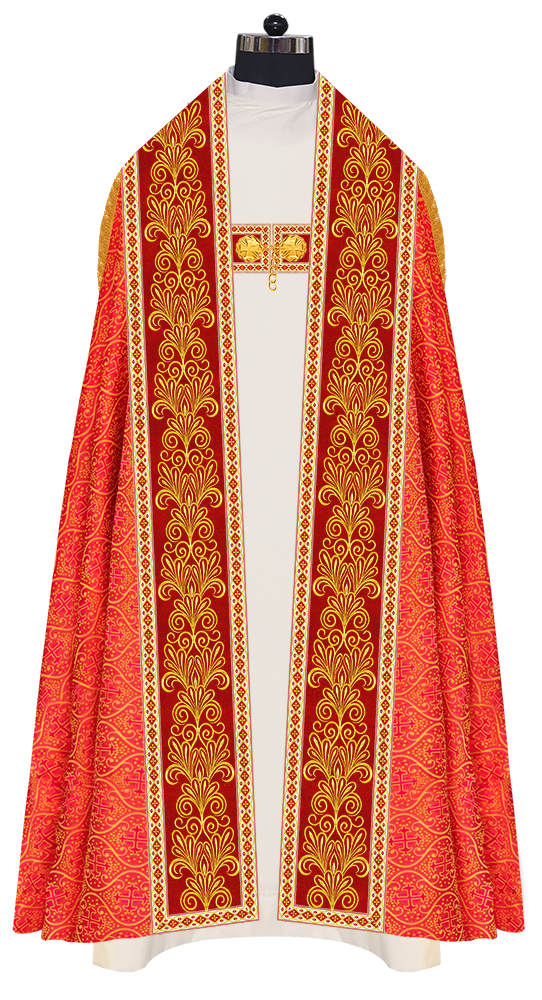 Roman Cope Vestment with Spiritual Motif and Adorned Embroidery