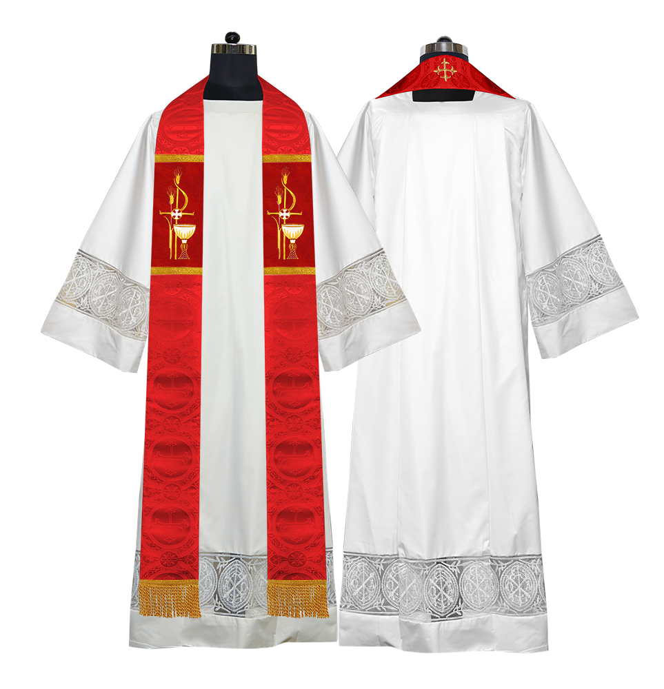 PAX with Chalice Embroidered Clergy Stole