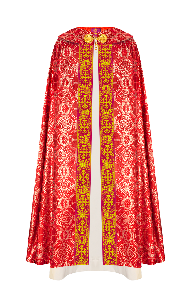 Gothic Cope Vestment with Y Type Braided Trims and Motifs