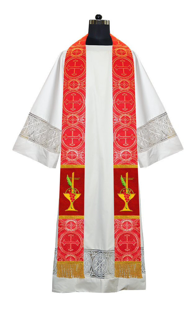 Communion Motif Embroidered Priest Stole