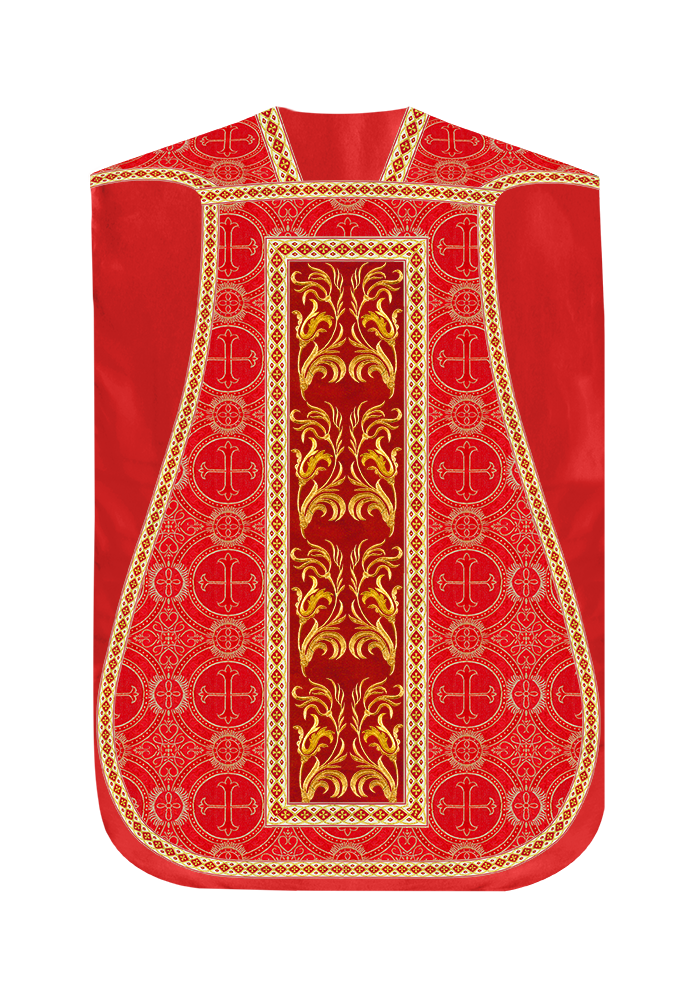 Roman Chasuble Vestment With Woven Braids and Trims