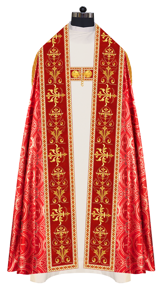 Embroidered Roman Cope Vestment with Braided Trims