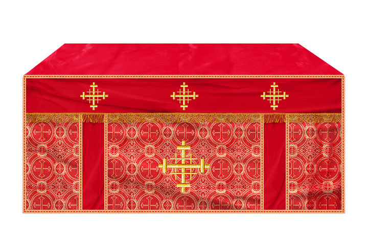 Church Altar Cloth with Braided Cross and Trims