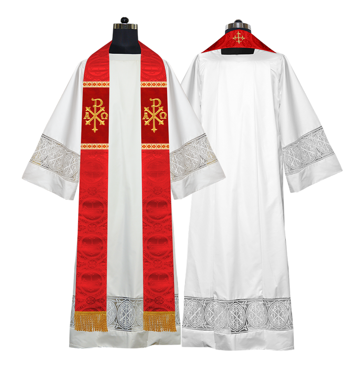 Liturgical Stole with Embroidered Motif and Trims