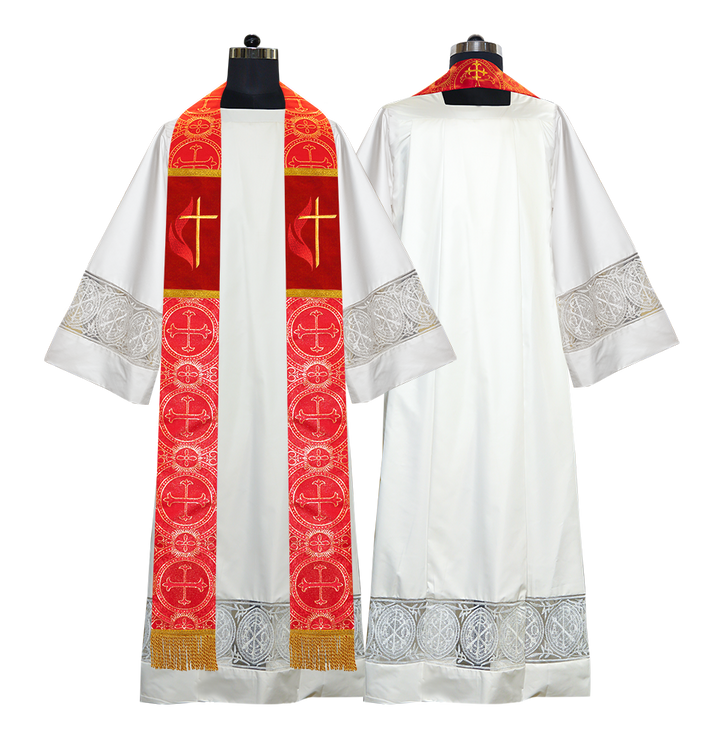 Set of 4 Cross and Flame Embroidered Clergy Stole