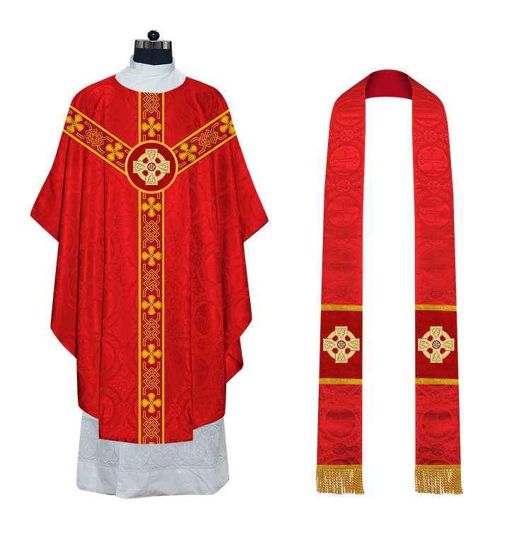 Gothic Chasuble adorned with lace and CEEC Motif